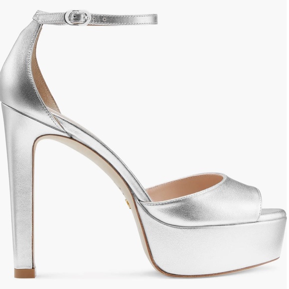 🌹STUART WEITZMAN🌹 Disco Platform Sandal In Silver Size: 9 B - Picture 2 of 15